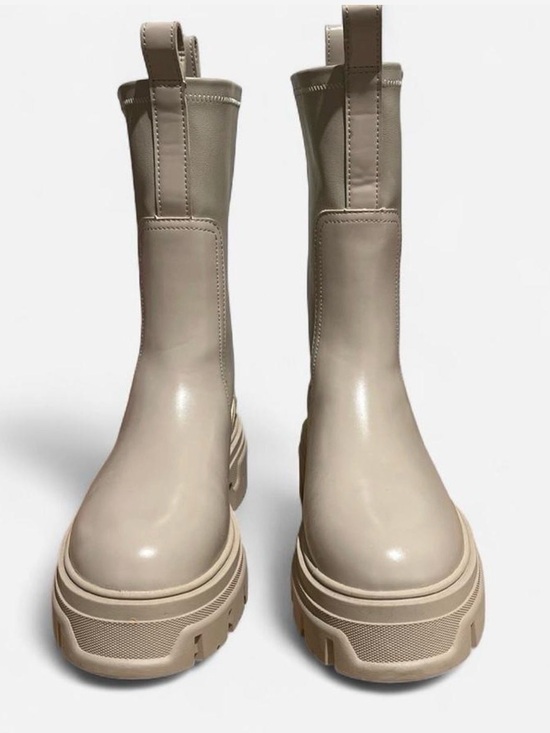 H&M Shoes - H&M Chelsea Platform Boots in Beige - Women's Chunky Sole